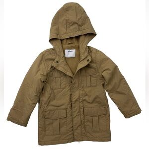 Old Navy Jacket Kids 5T Tan Raincoat Cargo Full Zip Utility Fleece Lined Fall